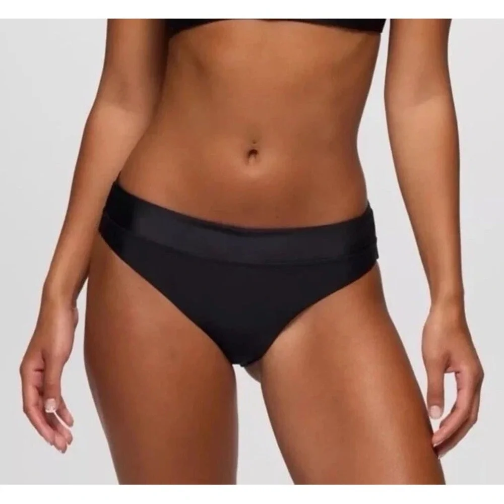 Prana NEW Summer Wave Black Bikini‎ Swim Mid-Rise Bottoms Size XL UPF Beach